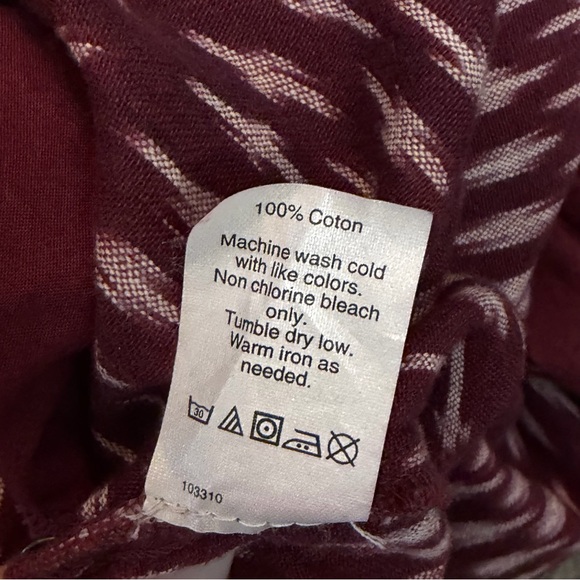 Madewell Womens S Ikat Burgundy Patterned Midi Dress Tie Strap Boho Shift Pocket - Picture 9 of 9